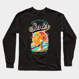 Surf, Hello Summer Funny Surfer Riding Surf Surfing Lover Gifts Long Sleeve T-Shirt